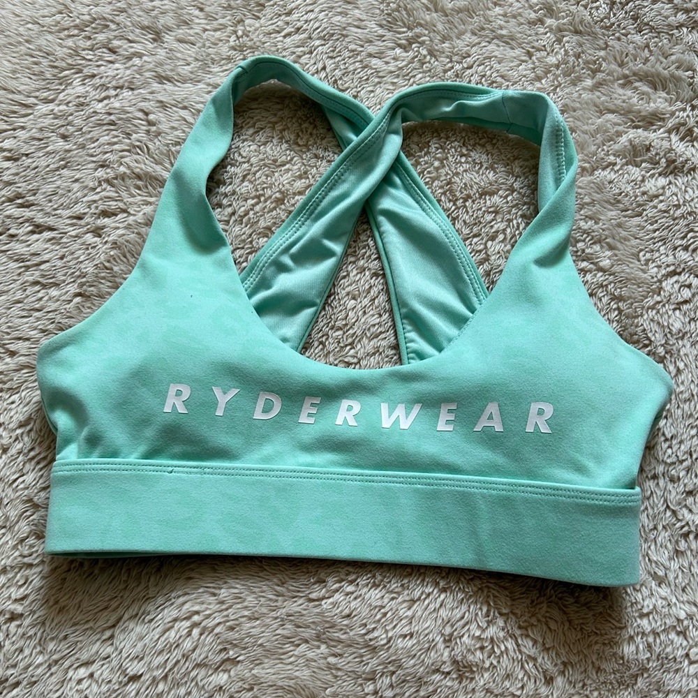 Ryderwear mint green cheetah sports bra